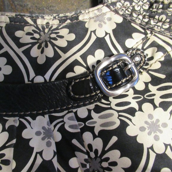 Large Black /Cream flower pattern Sutter Fossil shopper tote bag. - Picture 7 of 12